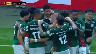 Murilo recibió un gran centro y anotó el 1-0 de Palmeiras vs Sporting Cristal tras una gran definición / Captura / ESPN