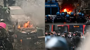 Napoli vs. Eintracht Frankfurt: Brutal enfrentamiento entre hinchas alemanes y la policía