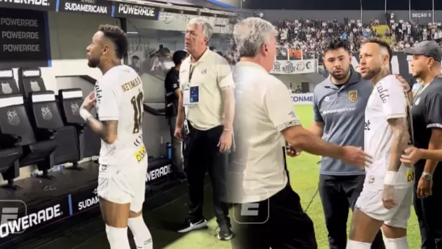 Neymar protagonizó un tenso momento con hincha de Santos luego del empate contra Deportivo Recoleta / X 