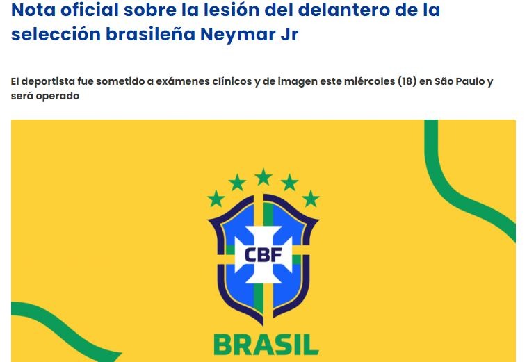 Comunicado de la Confederación Brasileña de Fútbol. | Fuente: www.cbf.com.br