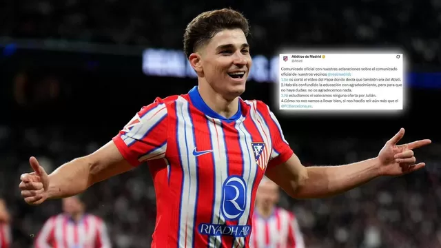 Atlético de Madrid responde crúdamente al Real Madrid por oferta de 150 millones por Julián Álvarez. | Foto: Atlético de Madrid