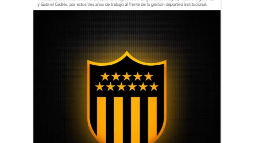 Publicación del Peñarol anunciando la salida de Pablo Bengoechea / Foto: Facebook