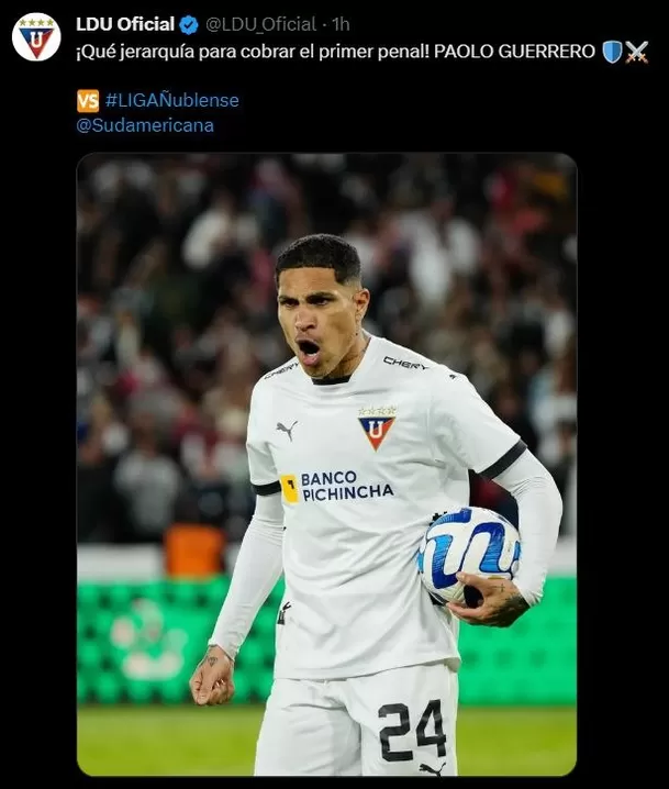 Paolo Guerrero, delantero de LDU de Quito. | Foto: LDU de Quito.