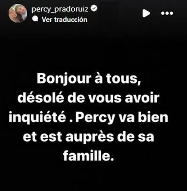 Este mensaje apareció en la cuenta de Percy Prado. | Fuente: @percy_pradoruiz