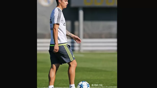 James Rodr&amp;iacute;guez entrenando en el campo del Real Madrid.