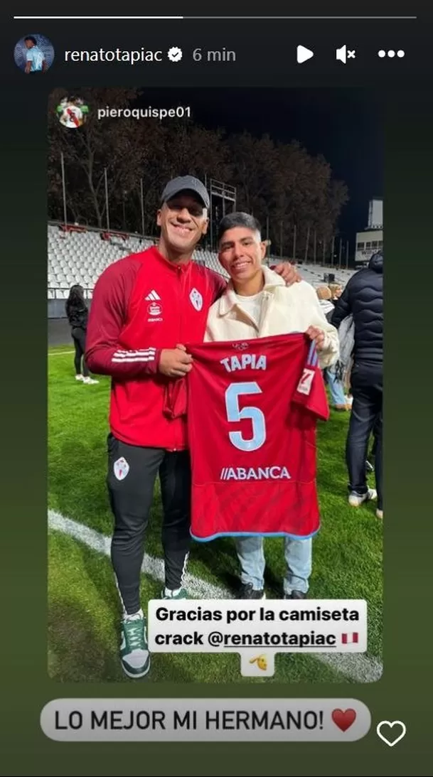 Piero Quispe presenció el partido de Renato Tapia por LaLiga. | Foto: IG