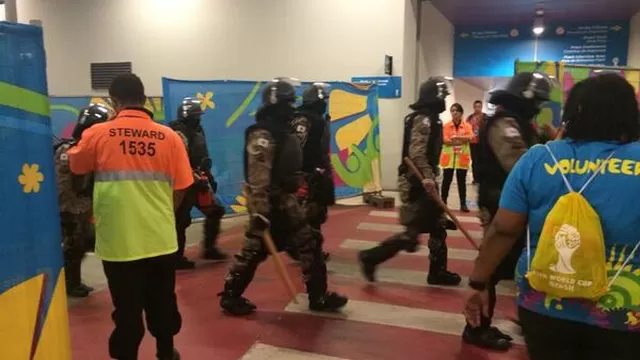Policía antidisturbios ingresó al Estadio Mineirao ante posibles desmanes