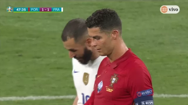 Portugal vs. Francia: La reacción de Cristiano Ronaldo tras el 1-1 de Karim Benzema