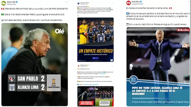 Prensa internacional destacó a Alianza Lima por empate en Brasil / AD Prensa internacional destacó a Alianza Lima por empate en Brasil / AD