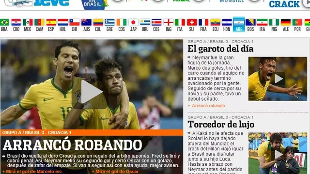 Prensa mundial coincide en que Brasil ganó con ayuda del árbitro-foto-3