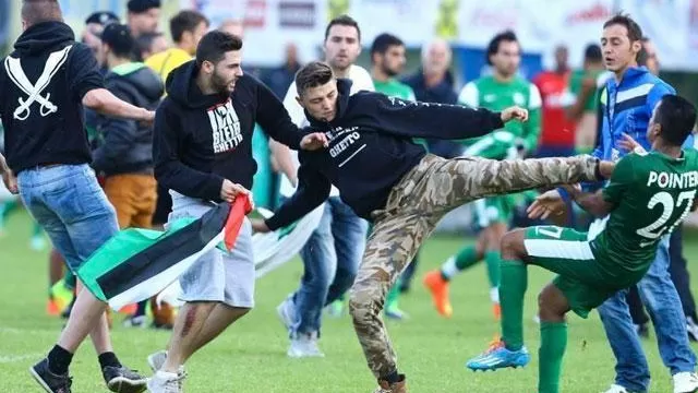 Propalestinos interrupen partido y agarran a golpes a jugadores israelíes