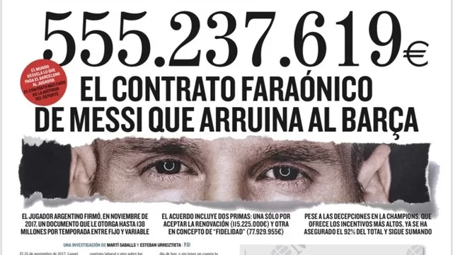 El diario El Mundo presentó todos los detalles del contrato de Messi con Barcelona | Foto: El Mundo.