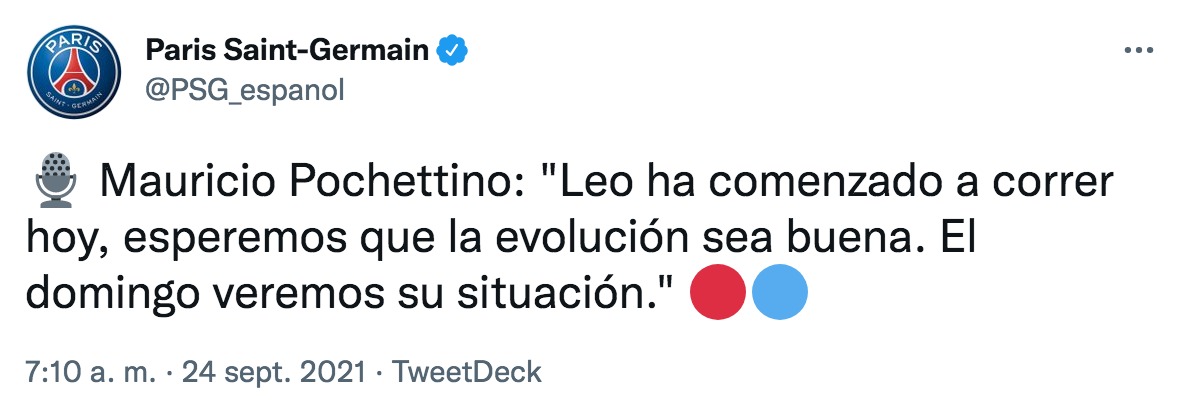 Pochettino habló de Messi con la prensa del PSG.