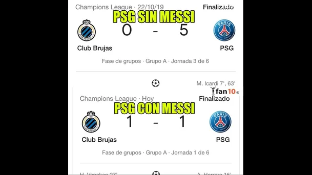 PSG protagonizó memes tras empatar 1-1 con Brujas en Champions.