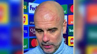 Pep Guardiola y los rasguños en el rostro tras empate del Manchester City en Champions League. | Video: AD