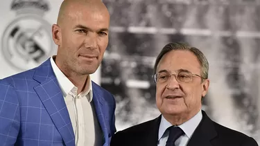 Zidane y el presidente del Real Madrid, Florentino P&amp;eacute;rez.