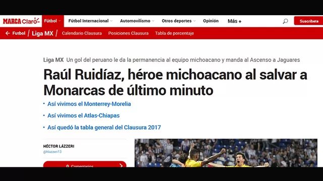 Ruid&amp;iacute;az tiene nueve goles en el Torneo Clausura mexicano 2017.-foto-2
