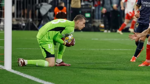 Andriy Lunin es duda para disputar la final contra Borussia Dortmund este sábado / Foto: AFP