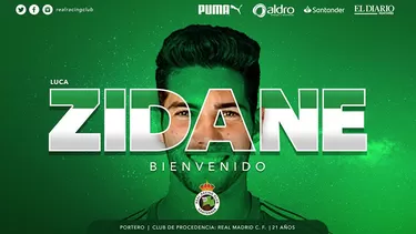 As&amp;iacute; present&amp;oacute; el Racing de Santander a Luca Zidane. | Foto: Racing de Santander