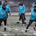 Real Madrid completa bajo la nieve su entrenamiento previo al duelo ante Osasuna