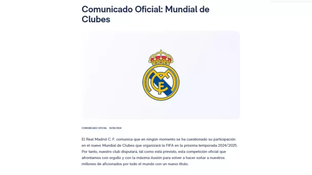 Comunicado del Real Madrid