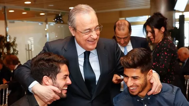 Florentino compartió con los futbolistas del primer equipo merengue. | Foto: Real Madrid