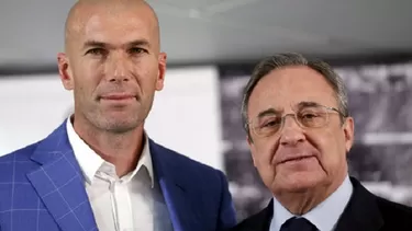 Zidane junto a Florentino Pérez. Zidane junto a Florentino Pérez.