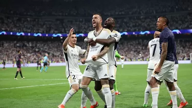 Joselu celebra el gol que le da el pase a la final de la Champions League al Real Madrid / Foto: AFP