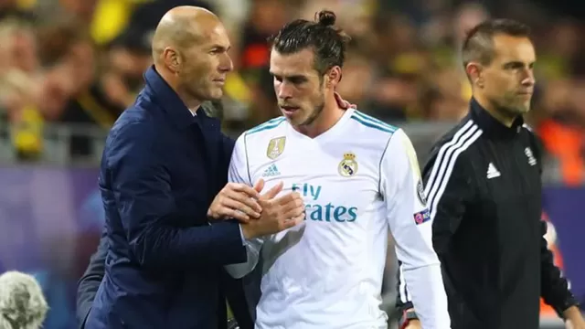Zidane junto a Bale en el duelo contra el Dortmund por Champions League.
