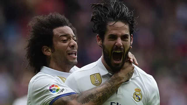 Isco y Marcelo celebrando uno de los goles del Real Madrid. |Foto: AFP