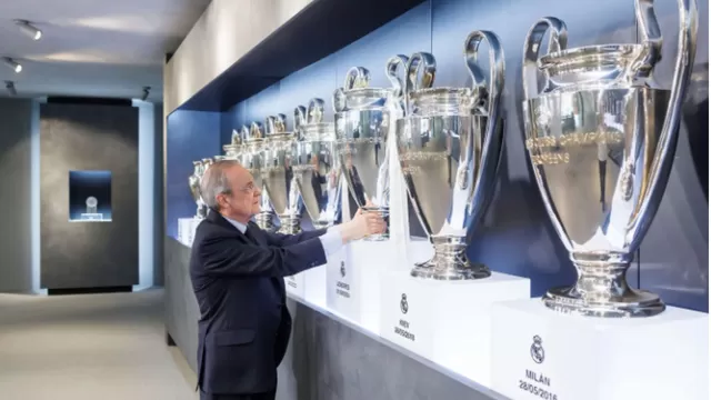 Florentino Pérez coloca la decimoquinta 'orejona' del Real Madrid obtenida el pasado 1 de junio / Foto: Real Madrid