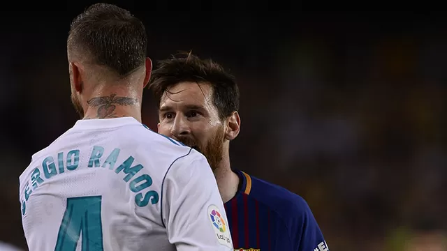 Sergio Ramos y Leo Messi son capitanes del Real Madrid y Barcelona, respectivamente. | Foto: AFP