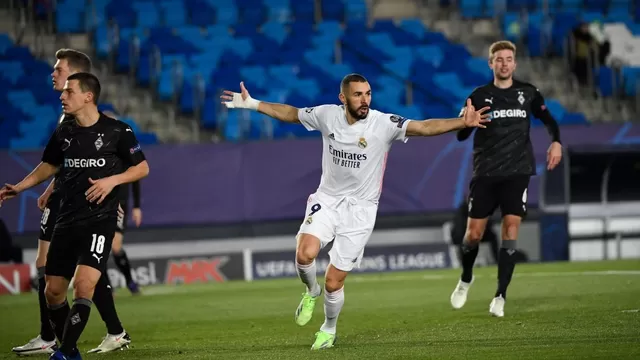 Real Madrid vs. Borussia Mönchengladbach: Karim Benzema marcó el 1-0 de cabeza