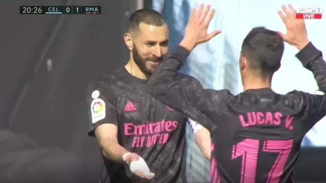 Real Madrid vs. Celta de Vigo: Benzema marcó el 1-0 para el cuadro blanco