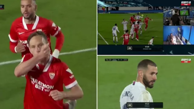 Real Madrid vs. Sevilla: Rakitic puso el 1-2 de penal tras cobro del VAR