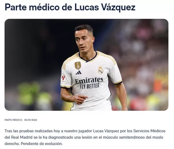 Esto comunicó el Real Madrid. | Fuente: www.realmadrid.com