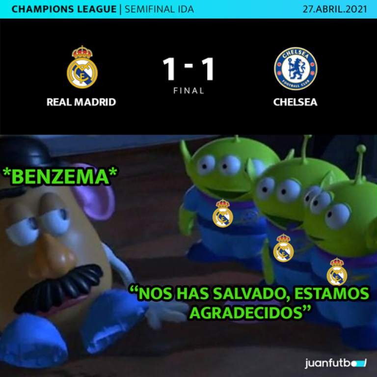 Los memes que dejó el empate 1-1 entre Real Madrid y Chelsea por Champions.