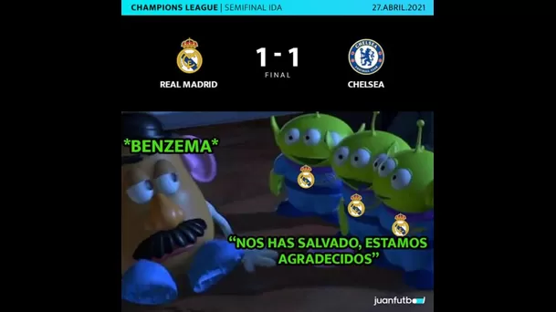 Los memes que dejó el empate 1-1 entre Real Madrid y Chelsea por Champions.