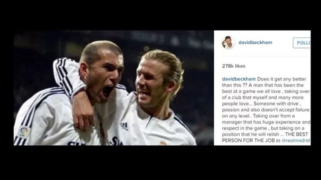 Real Madrid: Zinedine Zidane y la emotiva felicitación de David Beckham-foto-2