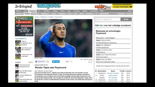 Renato Tapia fichó por cuatro años con el Feyenoord, afirman en Holanda-foto-2