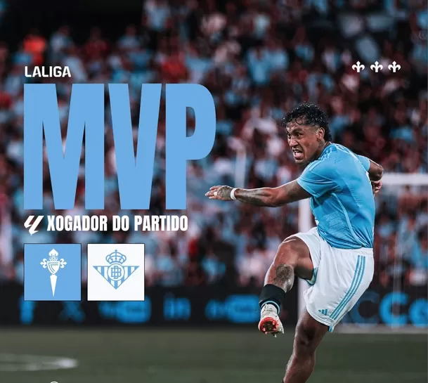 Renato Tapia fue elegido el mejor jugador del Celta de Vigo ante Betis. | Foto: Celta.