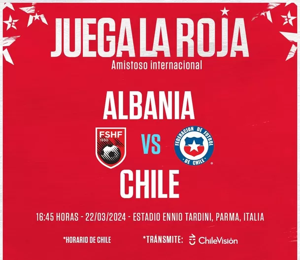 Chile vs. Albania en el debut de Ricardo Gareca. | Fuente: @LaRoja