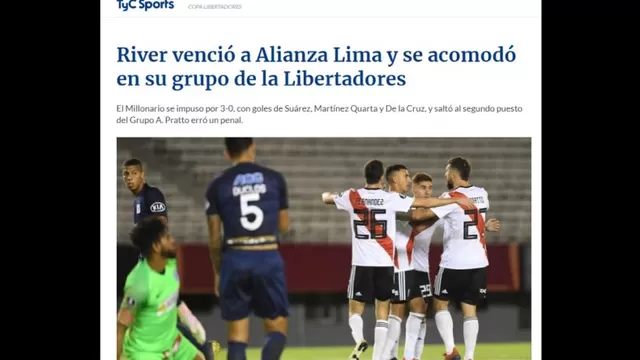 As&amp;iacute; reaccion&amp;oacute; la prensa argentina tras el triunfo de River Plate sobre Alianza Lima.-foto-2
