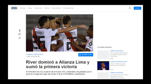As&amp;iacute; reaccion&amp;oacute; la prensa argentina tras el triunfo de River Plate sobre Alianza Lima.-foto-5