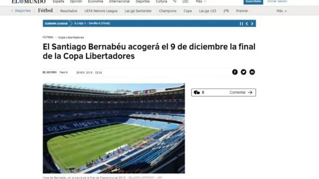 La final entre River y Boca se jugará el 9 de diciembre en el Bernabéu. | Foto: Facebook-foto-5