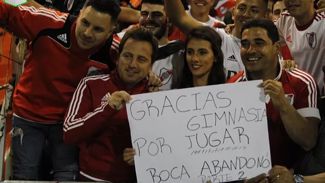 River Plate vs. Gimnasia: hinchas millonarios se burlaron de Boca Juniors