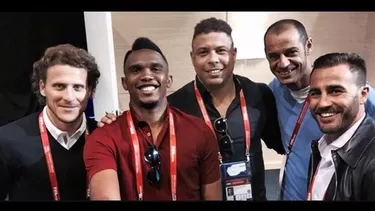 Forl&amp;aacute;n, Eto&amp;#039;o, Ronaldo y Cannavaro (Foto: @setoo9)