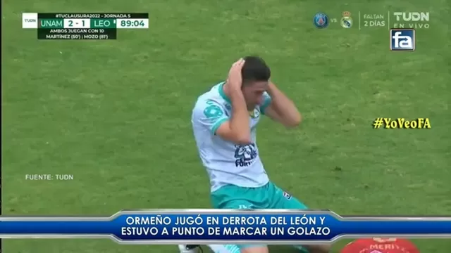 Ormeño pudo darle el empate a León. | Video: Fútbol en América (Fuente: TUDN)