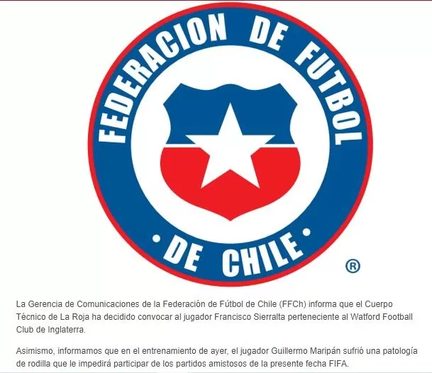 Ricardo Gareca convocó a Francisco Sierralta. | Fuente: Federación de Fútbol de Chile