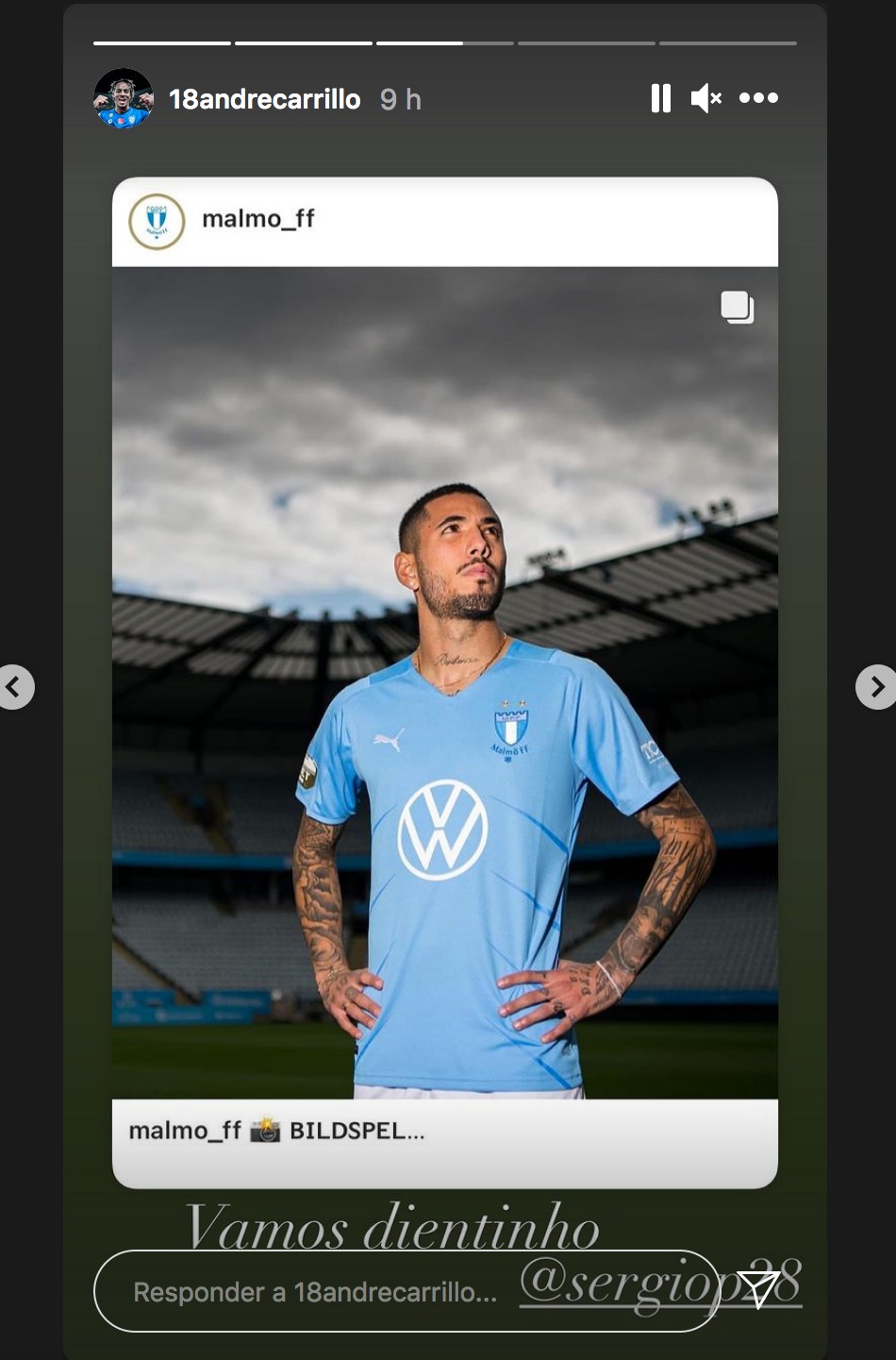 Sergio Peña fue presentado como nuevo jugador del Malmö de Suecia.
